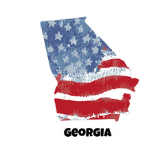 State of Georgia. United States Of America. Vector illustration. Watercolor texture of USA flag.