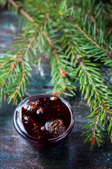Home-made Jam  from pine cones, for improving immunity.