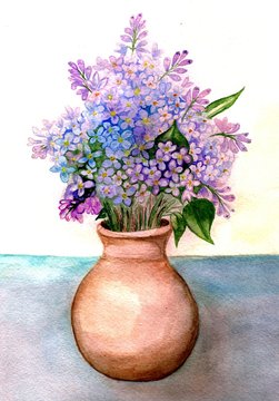 Lilac bouquet in a vase