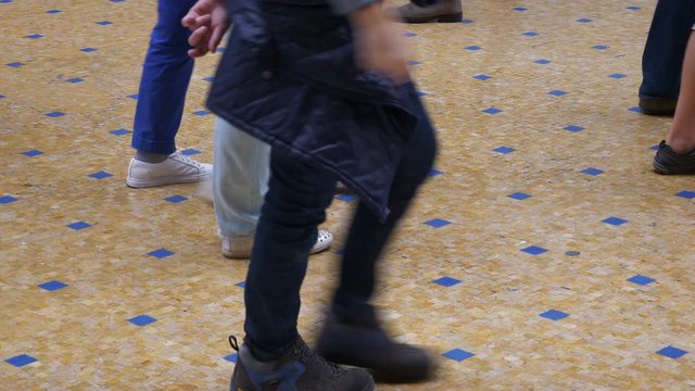 milan city day time famous shopping gallery crowded  floor panorama slow motion 4k italy
