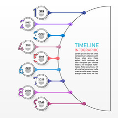 Business data visualization. Process chart. Abstract elements of raph, diagram with 9 steps, options, parts or processes. Vector outline timeline template.