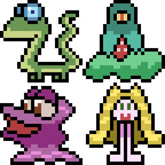 vector pixel art monster icon