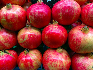 Pomegranates for sale  at a farmers market, Alicante, Spain, Europe