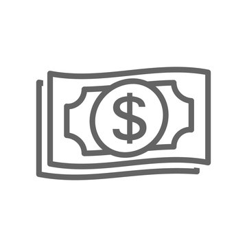 Simple money line icon. Symbol and sign illustration design. Isolated on white background