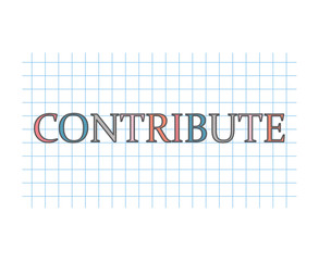 contribute word on checkered paper texture- vector illustration