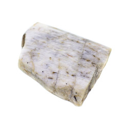 Natural polished belomorite stone on a white background isolated