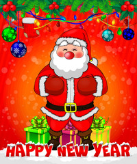 Santa Claus on red background. Vector illustration.