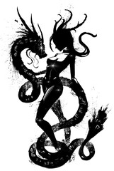 A woman with a beautiful dragon