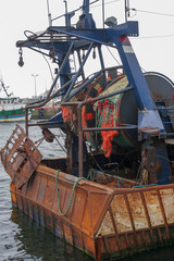 Guilvinec France, 10 15 2018. Fish boats, trawlers in Guilvinec harbor. Brittany France