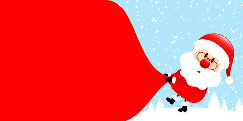 Santa Pulling Gift Bag Backwards Right Forest Blue