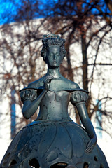 Sculpture "Opera Muse" In the park near The National Academic Bolshoi Opera and Ballet theater in Minsk..Theater life and culture. Tourist places