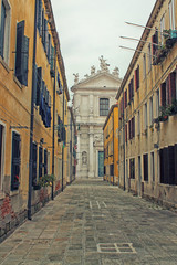 Fototapeta na wymiar View of traditional street in Venice. Italy. Venice cityscape.