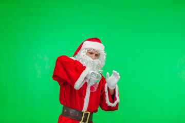 frustrated Santa Claus with an empty beer glass. chromakey