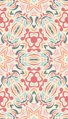 Fototapeta na wymiar Abstract ethnic pattern in pastel shades. Design element for card, invitation, cover, wallpaper, tile, packaging, background. Tribal ethnic ornament arabic style.