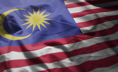 Malaysia Flag Rumpled Close Up