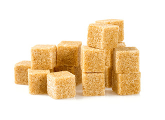 brown sugar cubes isolated on white