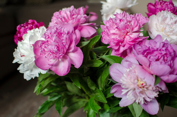 Fototapeta na wymiar bouquet of pink peonies