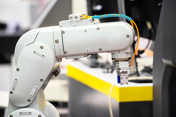 Factory 4.0 concept, Picking robot is working in smart production system for manufacture factory.