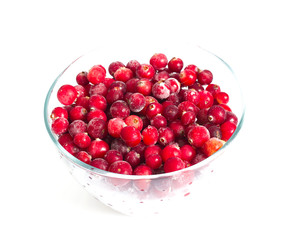 frozen cranberries isolated