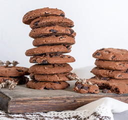 Fototapeta na wymiar stack of round chocolate chip cookies