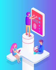 Interactive Reality People Set Vector Illustration