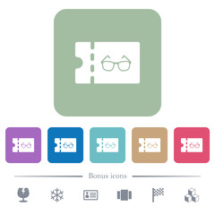 Optician shop discount coupon flat icons on color rounded square backgrounds