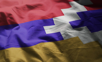 Nagorno-Karabakh Republic Flag Rumpled Close Up