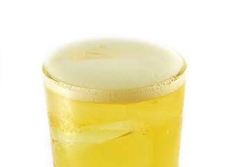 Glass of beer on white background / Pouring beer in glass  with bubble froth
