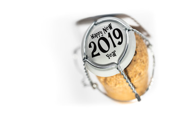 Champagnerkorken Happy New Aear 2019 isoliert