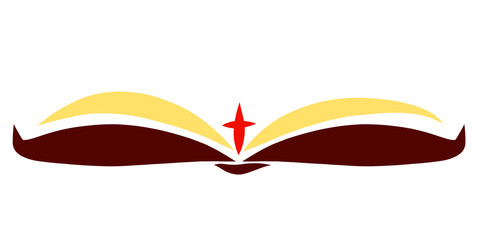 Open book and cross, bible, christian reading