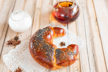 Sugar tasty delicious pastry, homemade food. Photo for menu