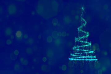 Bright and Shining Mystery Christmas Background with Christmas tree