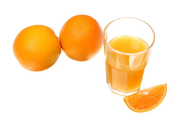 Fresh juicy oranges isolated on white background.