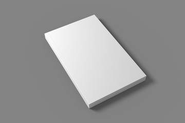 Blank soft cover book mockup. White 3D illustration of closed book mock-up.