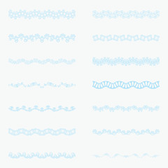 Set of horizontal isolated lace borders for design. Patterned elegant beautiful edge. Vector illustration
