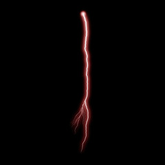Isolated realistic electrical lightning strike visual effect on black night background. Energy change. 