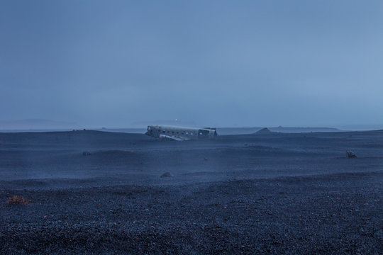 DC10 plane wreck at black beach S&oacute;lheimasandur in Iceland