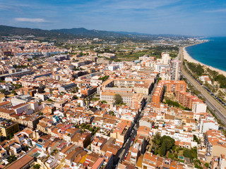Fototapeta premium View from drone on summer seascape of Mataro