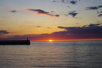 Fototapeta na wymiar Sunset in Peel, Isle of Man