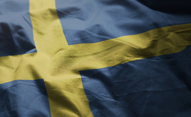 Sweden Flag Rumpled Close Up