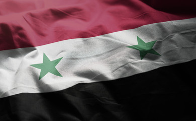 Syria Flag Rumpled Close Up