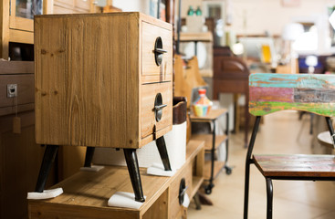 Wide selection of vintage furniture  in shop