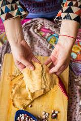 Mchadi - traditional Georgian corn bread baked in clay dish called ketsi.