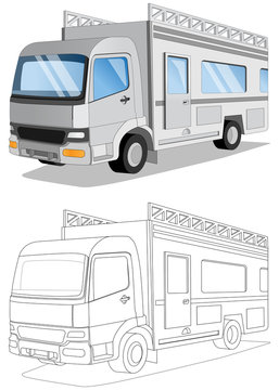 Camper Van. Isolated on white background. Vector illustration.