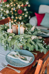 festive decorations inside room Christmas tree garland