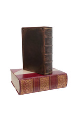 Old books on a white background. Isolated.