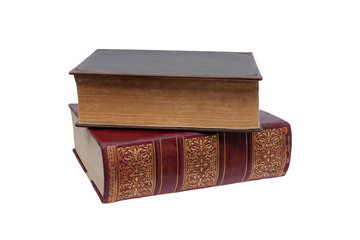 Old books on a white background. Isolated.