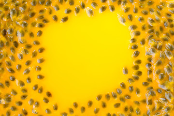 Passion fruit juice close up texture for background