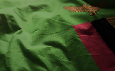 Zambia Flag Rumpled Close Up