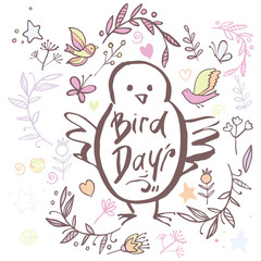 Fototapeta premium Greeting card of the Bird Day. abstract background